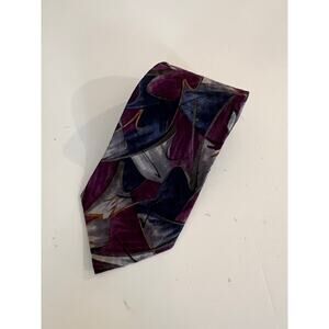 Jimmy V Stonehenge 100% Silk Neck Tie Purple Blue Watercolor Abstract Print JL